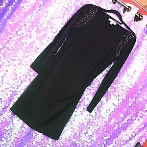 STATEMENT DRESS M Michael Kors Black Little Shoulders Sleeves Fall Winter